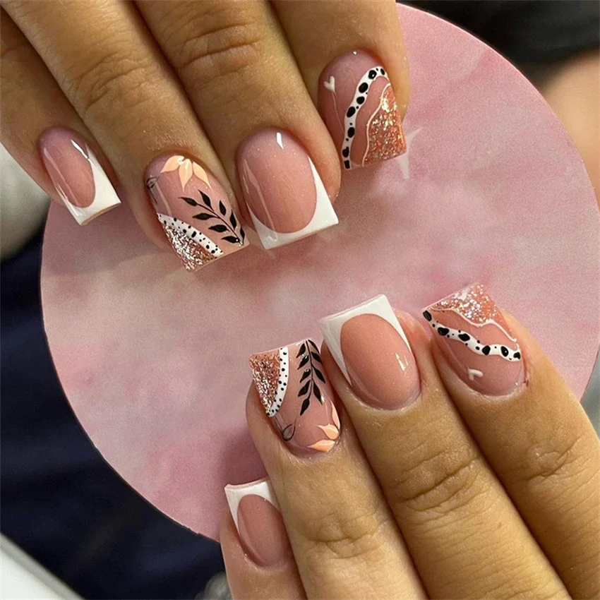 24-Piece Medium Long Acrylic Press-On Nails Set - Trendy Spice Girls Edition