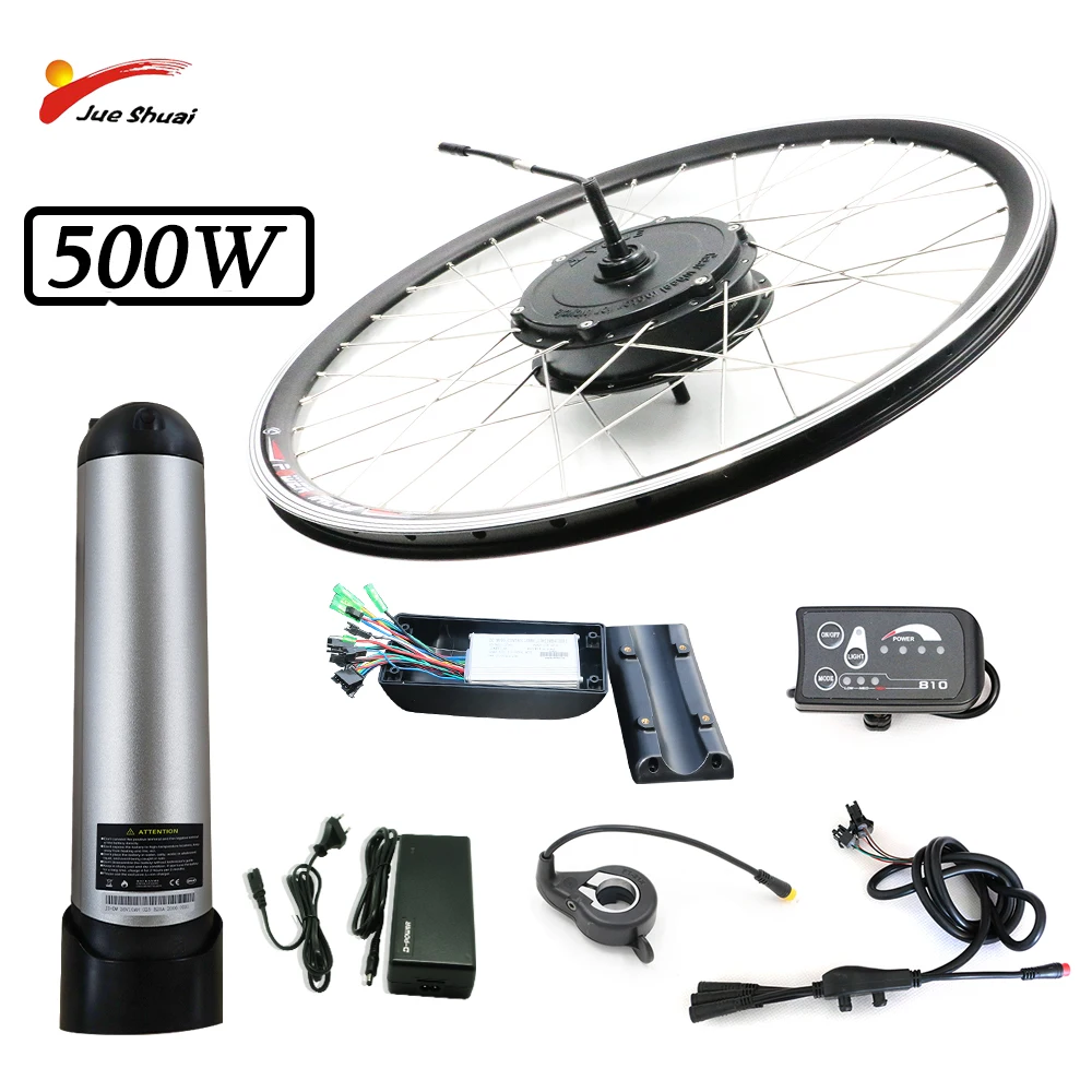 36V 500W Electric bike kit with battery 12Ah 15Ah ebike electric bicycle kit 20 26 27.5 700C front rear electric wheel hub motor