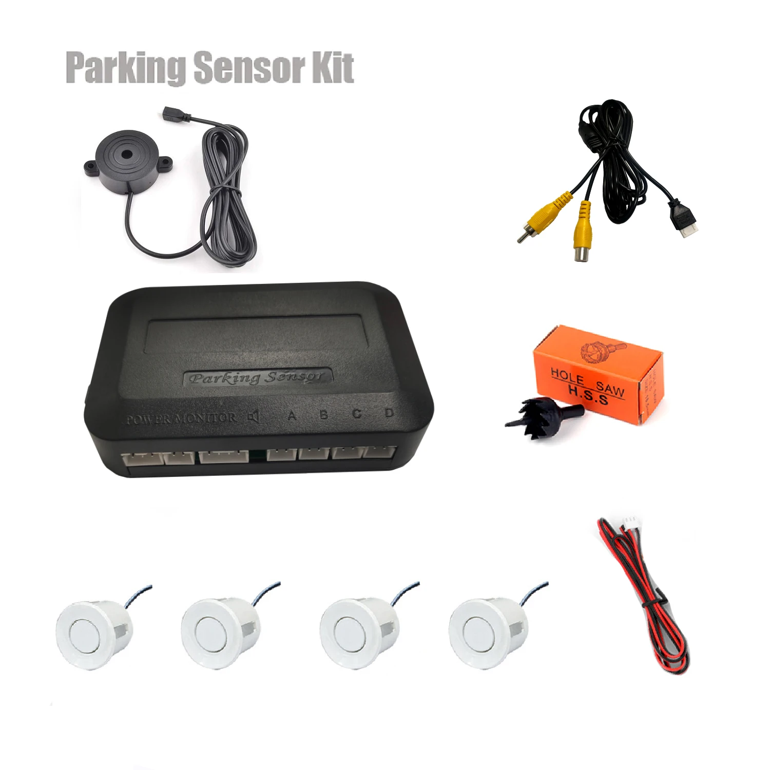 Enhanced Video Parking Sensor Kit with Digital Display and Buzzer Alert System