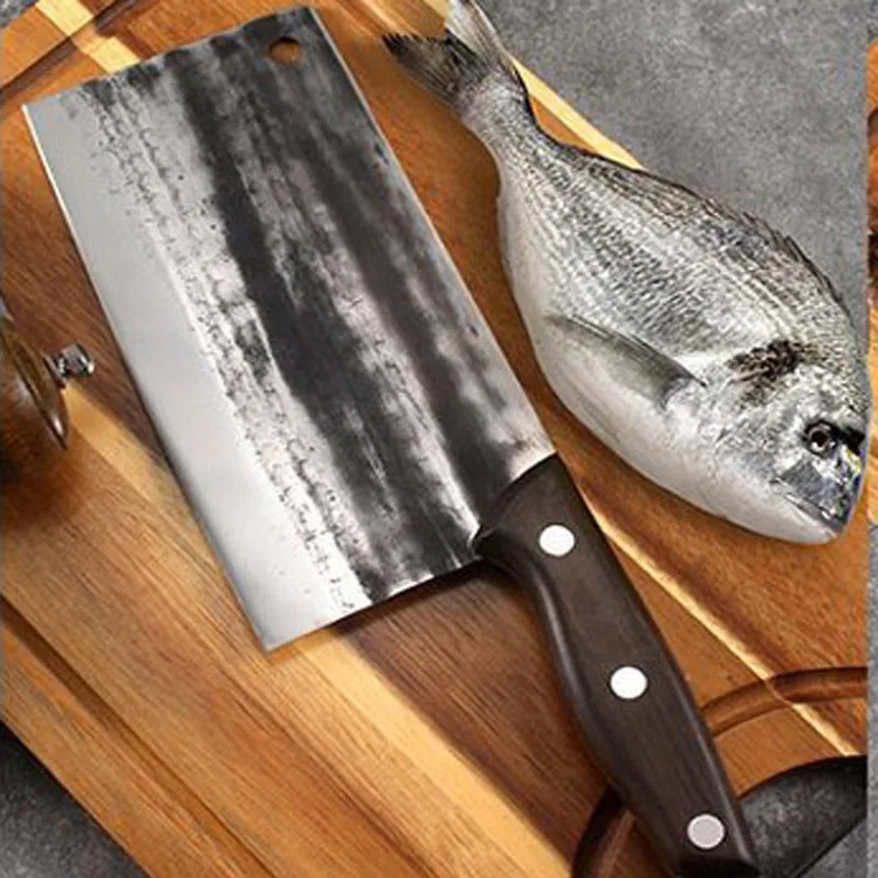 

Kitchen Knife High Carbon Forged Meat Chopping Cleaver Fish Vegetable Slicing Butcher Knife Wooden Handle Japanese Chef Knife
