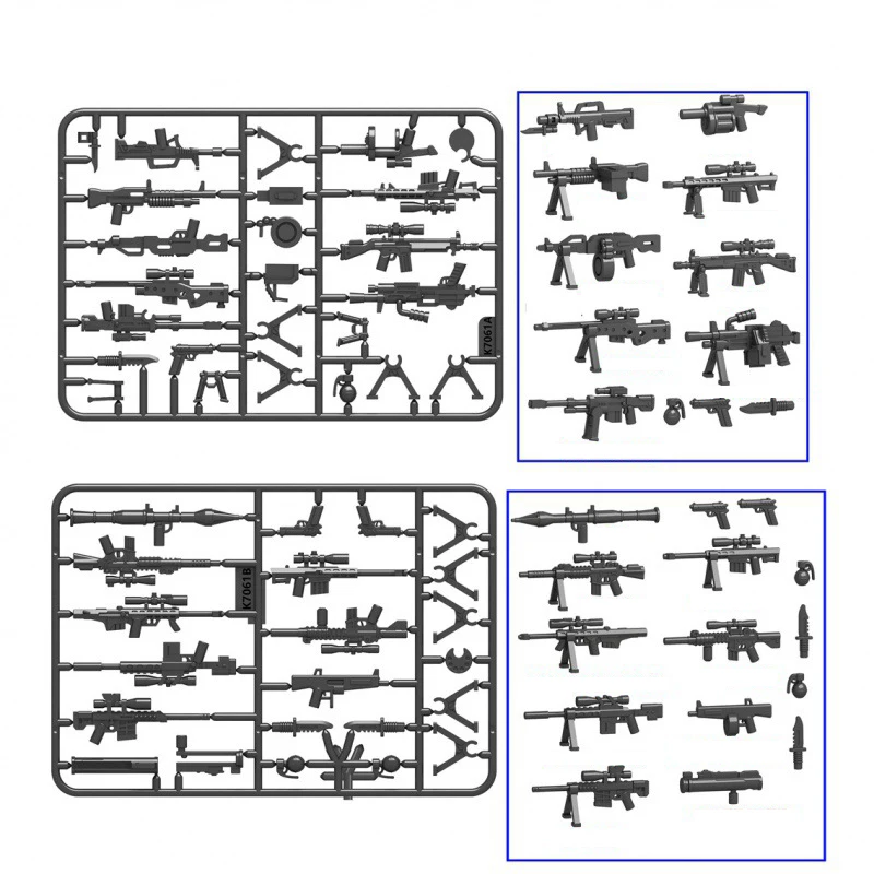 

10pcs K7061 A and B Weapon Toy Gun Military War MOC Brick Parts Building Block Accessories