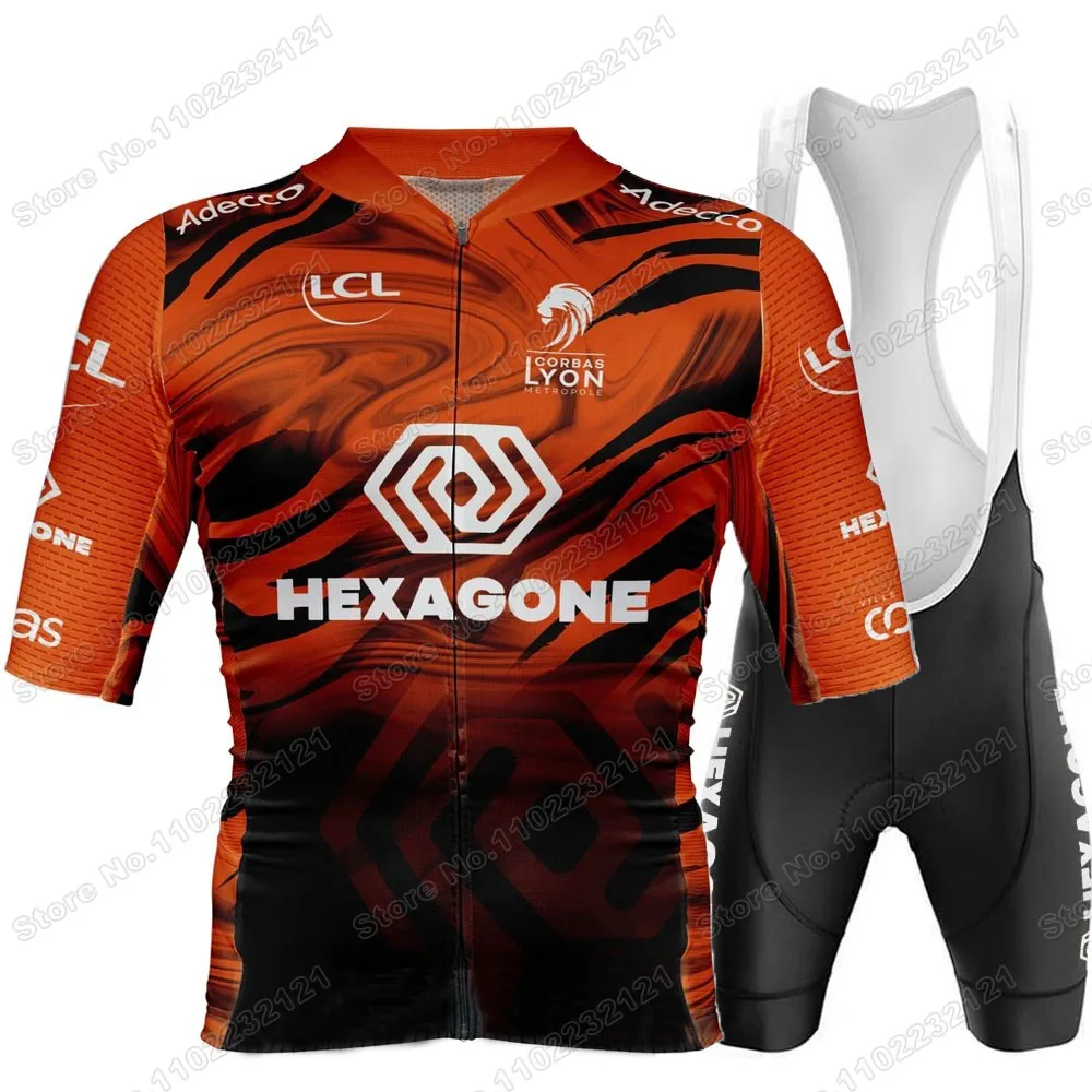 HEXAGONE-CORBAS LYON METROPOLE Cycling Jersey Set Men Cycling Clothing Road Bike Shirt Suit Bicycle Bib Shorts MTB Wear