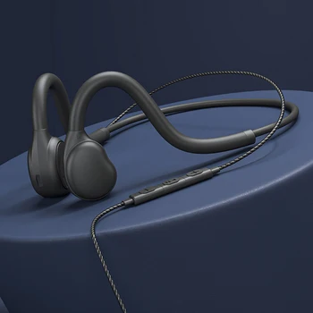 Cuffie a conduzione aerea a orecchio aperto da 3,5 mm Cuffie stereo cablate non nell'orecchio Cuffie per musica ultraleggere con microfono per telefono Android IOS
