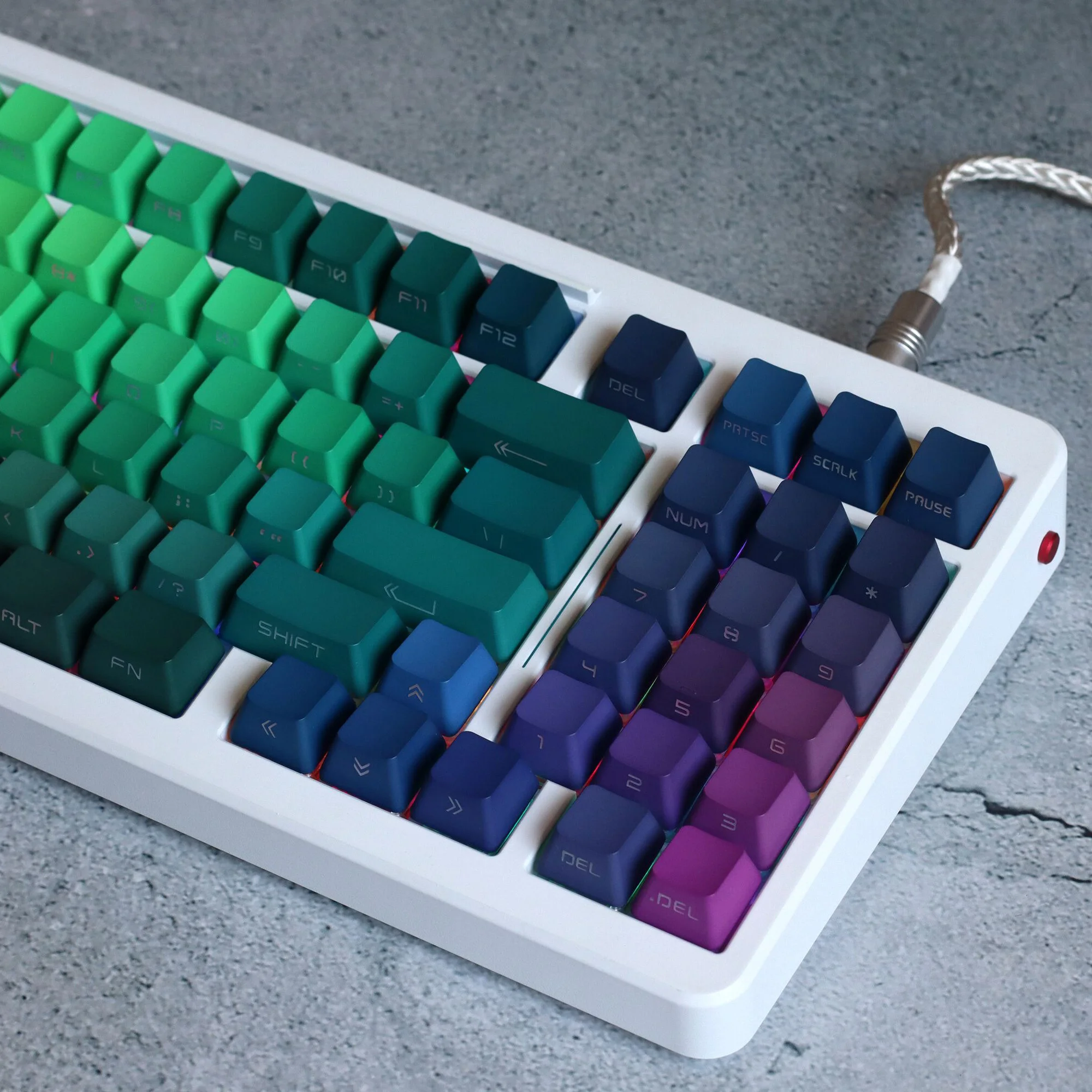Conjunto Prism Keycaps Pbt Tintura Subbed Backlit Chave Tampões Oem Perfil Colorido Gradiente Keycap com Deslocamento 1.75u para sp 60 64 68 84 87 1 - Imagem 3