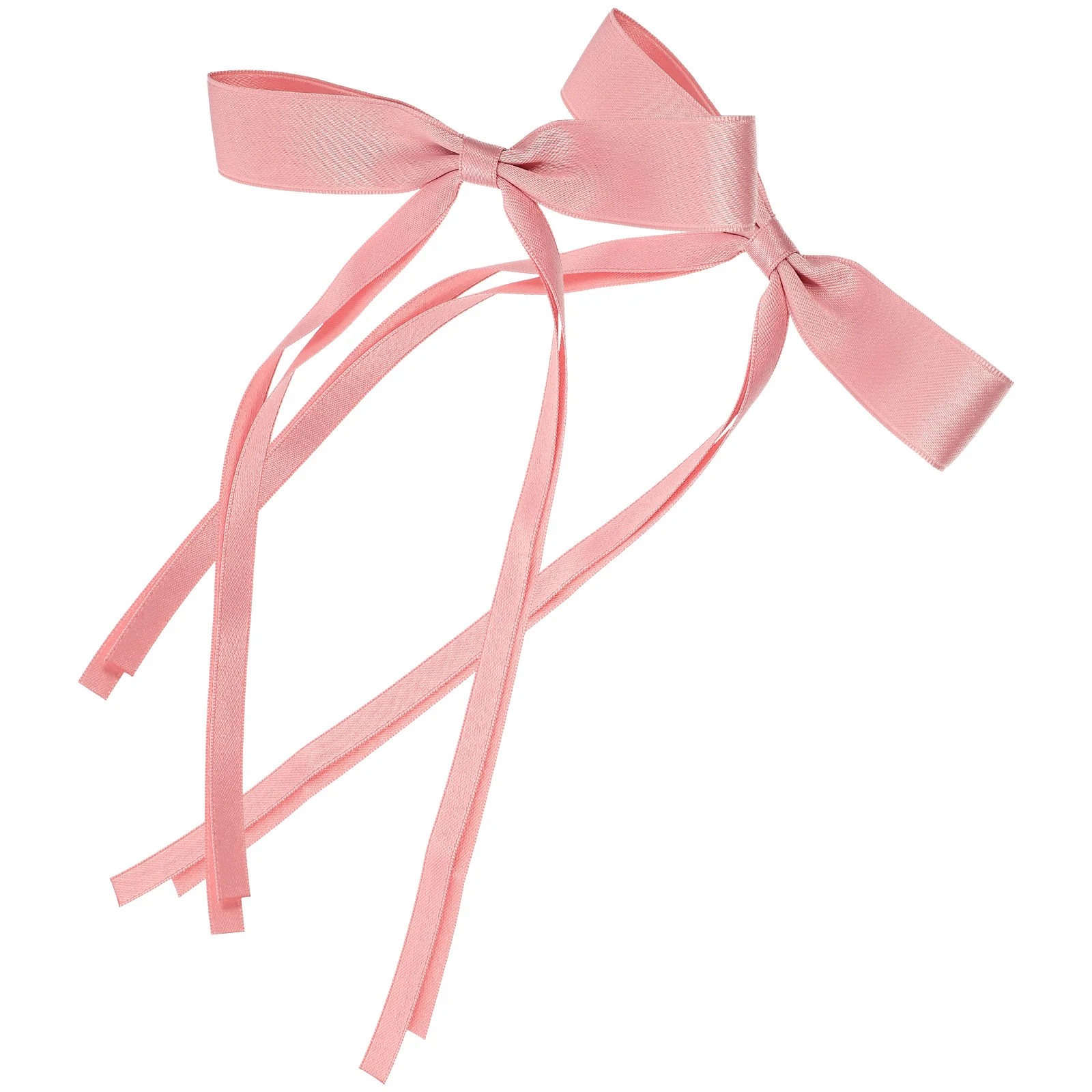 

2 Pcs Long Tail Bow Hairpin Bride Kids Clips for Girls Pink Bows Fabric Wedding Barrette