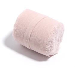 Luxurious 5 - Meter Roll of Chiffon Silk Ribbon with Frayed Edges for Elegant Gift Wrapping and Event Decor (Light pink)
