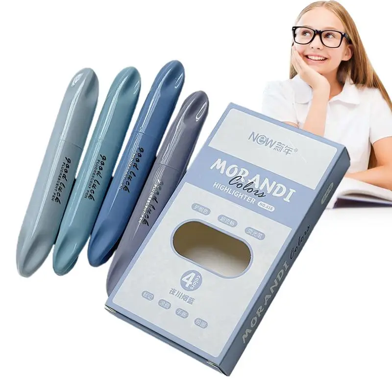 

Маркеры с двойным наконечником, 4 шт., набор цветных маркеров, гладкие эстетические маркеры-хайлайтеры, маркеры для защиты глаз