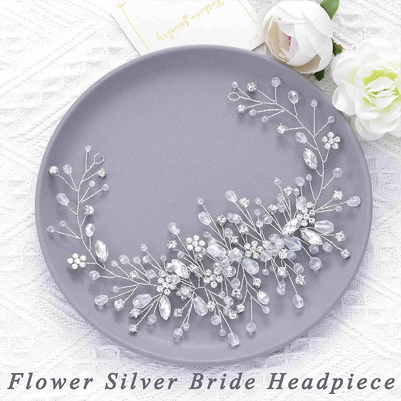 Wedding Pearl Crystal Flower Headband Tiara Hair Accessories For Bridal Headpiece Hairband Women Bride Hair Ornaments Jewelry