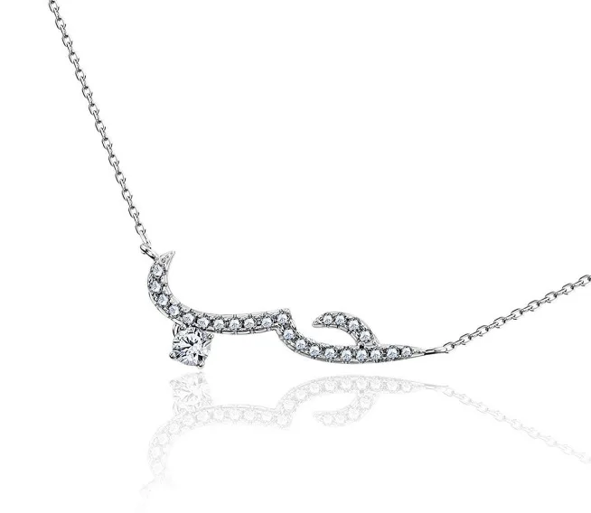 NEW Trend Diamond Muslim Arabic Crystal Letter Chain Pendant Necklace For Women Anniversary Engagement Jewelry