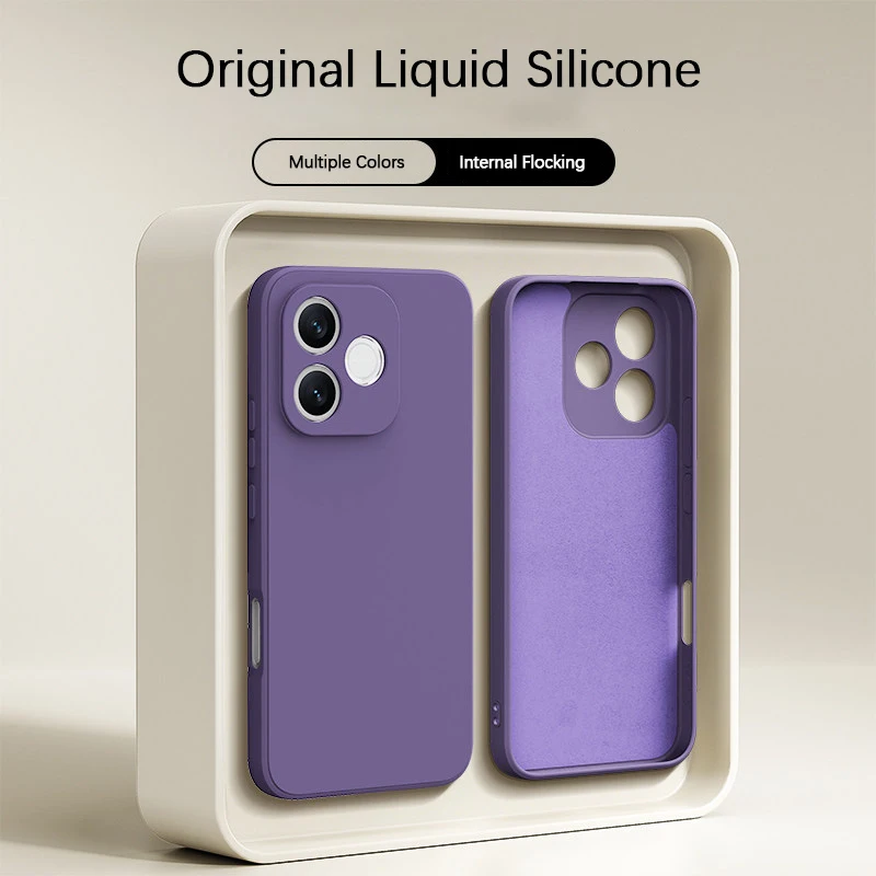 Elegant Liquid Silicone Candy Square Phone Case - Luxury Original Bumper Cover