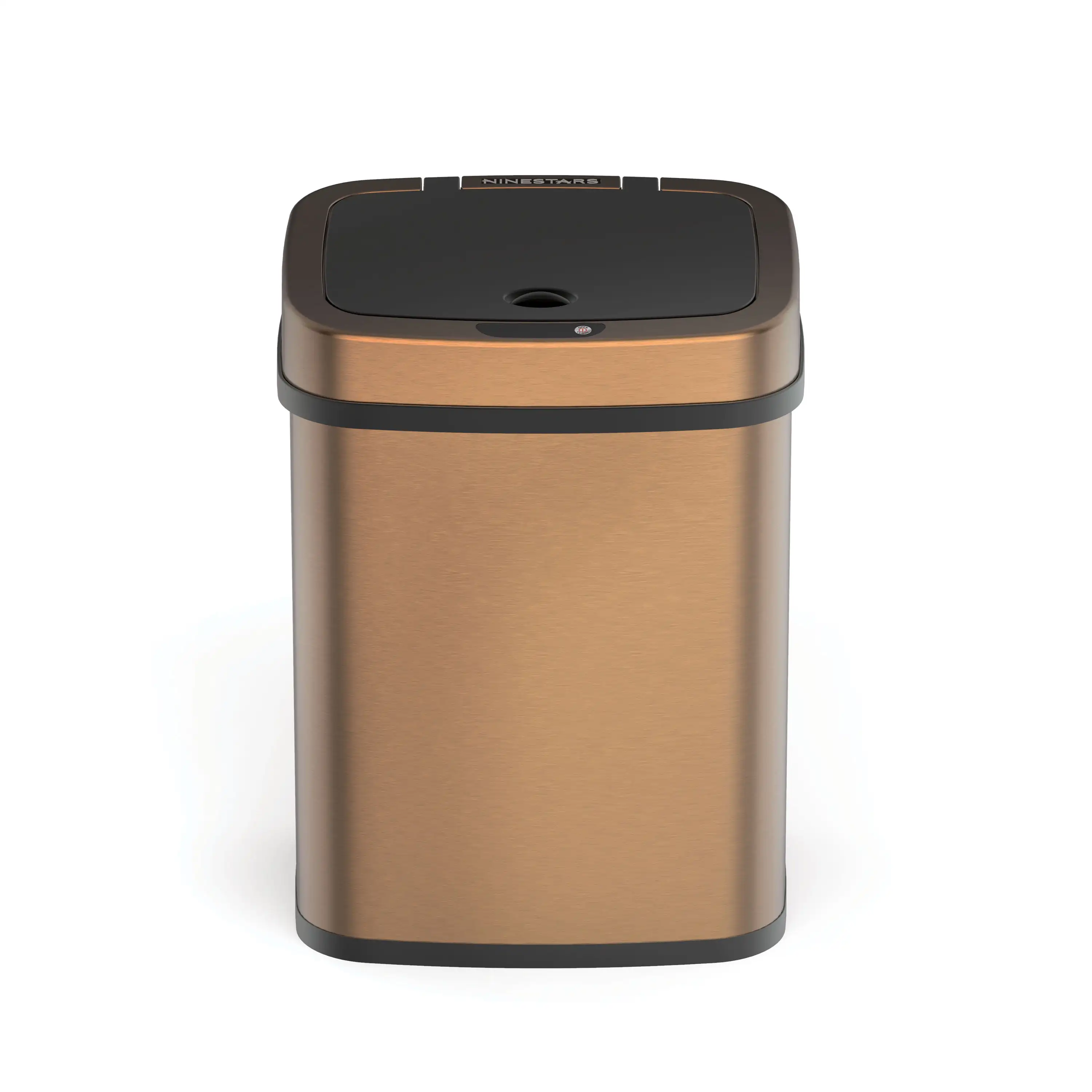 

3.2 Gallon Trash Can, Touchless Bathroom Trash Can Gold Stainless Steel Sensing technology extends battery life