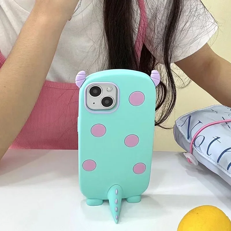 Super mignon Sulley support arrière coque de téléphone en silicone souple pour iPhone 16 12 13 Pro 11 14 15 Pro Max 14 Pro couverture de dessin animé