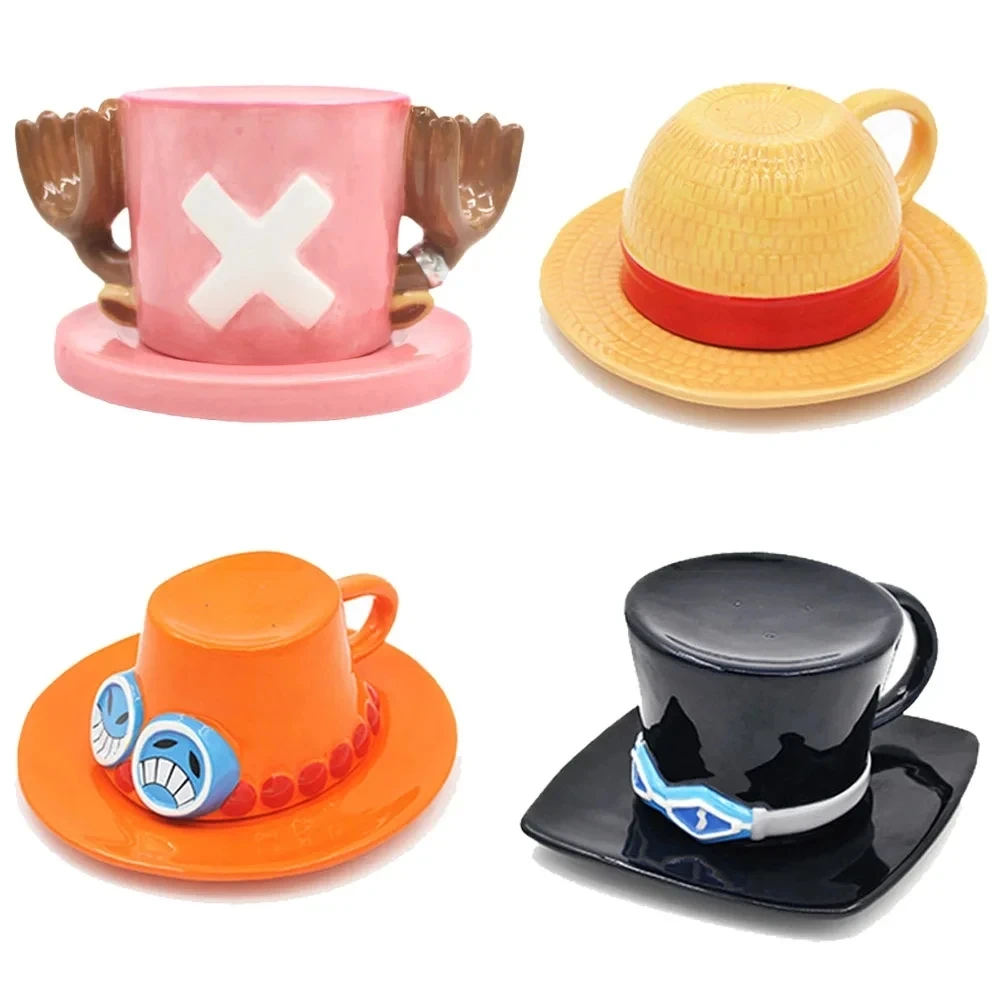 

One Pieces Anime Mug Cosplay Creative Three Brothers Hat Shaped Coffee Cup Hat Ceramic Coffee Cup Parties Cosplay Mug Water Cups