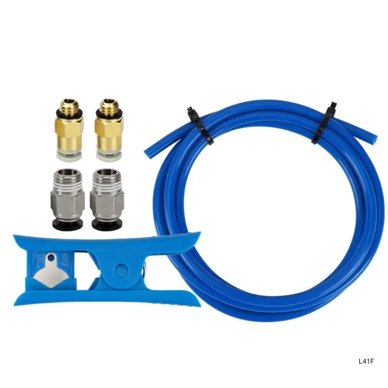 

PTFE Tubing 1M Tube Quick Fittings PC4-M10 KJHO4-M6 Pneumatic Fittings with Blue Tube Cutter 3D Printer Part 6PCS