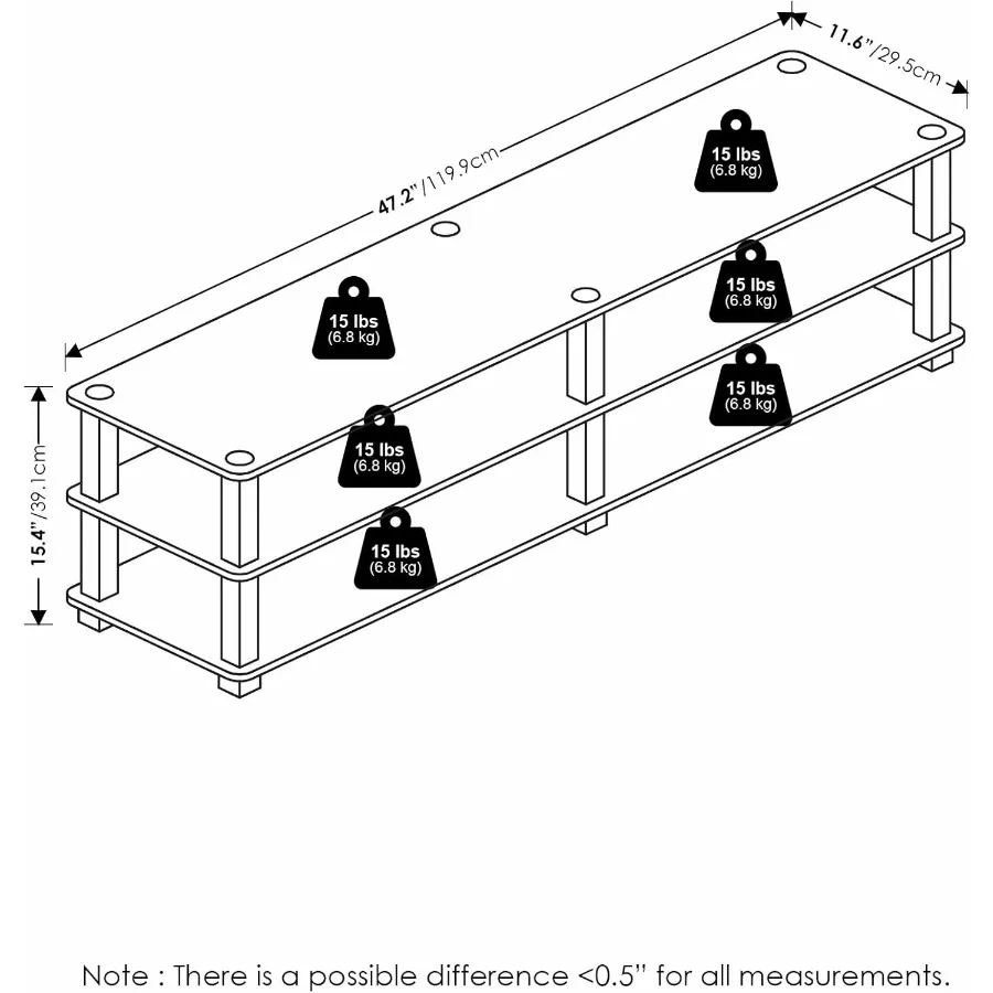 14038DBR BK TST No Tools 3Tier Wide Shoe Storage Rack Dark Brown Black 47 Inch