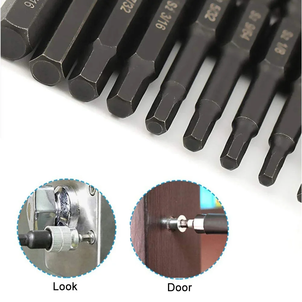 

Набор торцевых головок SAE 10 шт., комплект насадок с шестигранной головкой, 1/4 дюйма, с магнитным хвостовиком, для шуруповерта