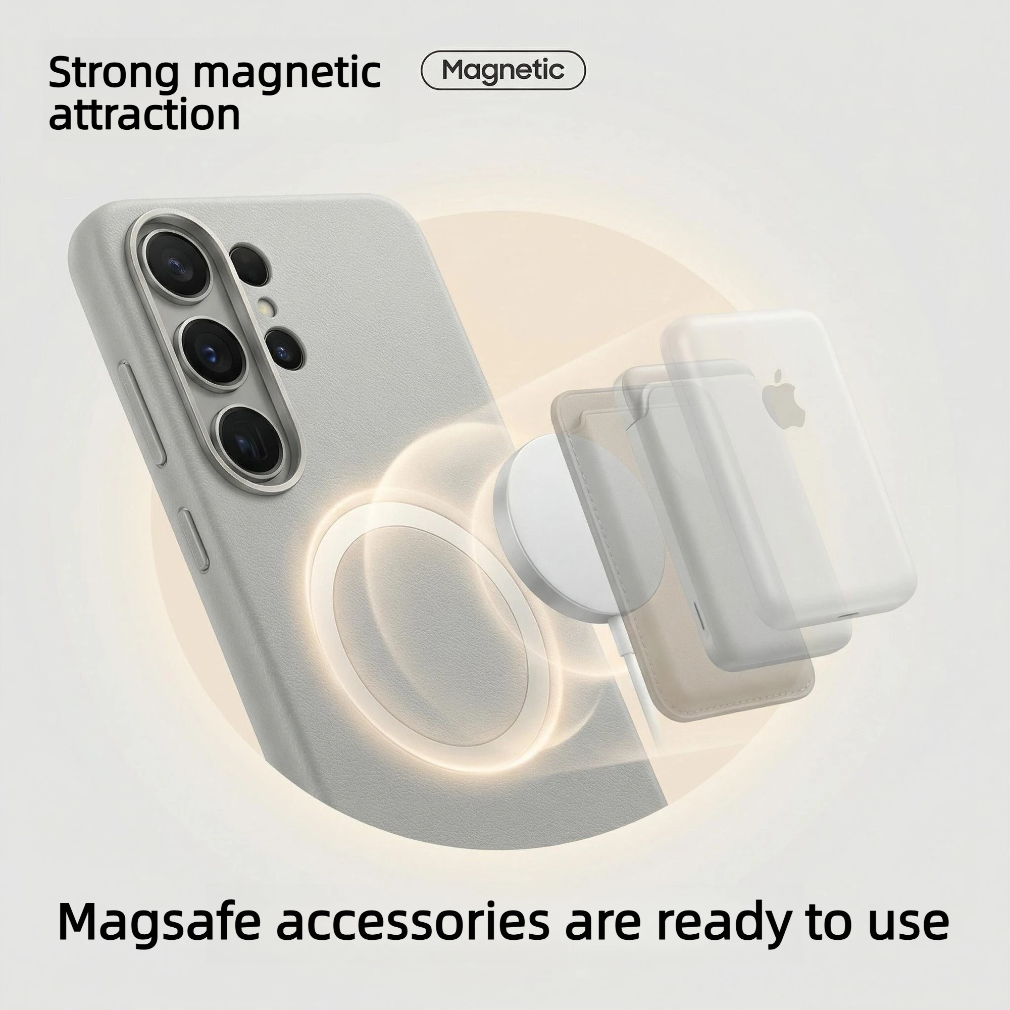 Leather Magnetic Case with Magsafe and Wireless Charging Compatibility