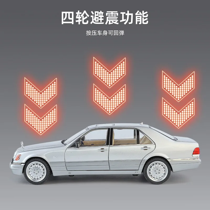 1:24 Mercedes-Benz W140 320SEL Car Model With Sound Light Chidlren Diecast Alloy Toy Vehicle Simulation Collective Gift 3