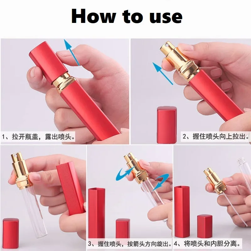 12ml Perfume Bottle 5pcs / 7pcs /10pcs Metal Case Glass Tank Aluminum Nozzle Spray Refillable Bottle Set Rechargeable Glass 3