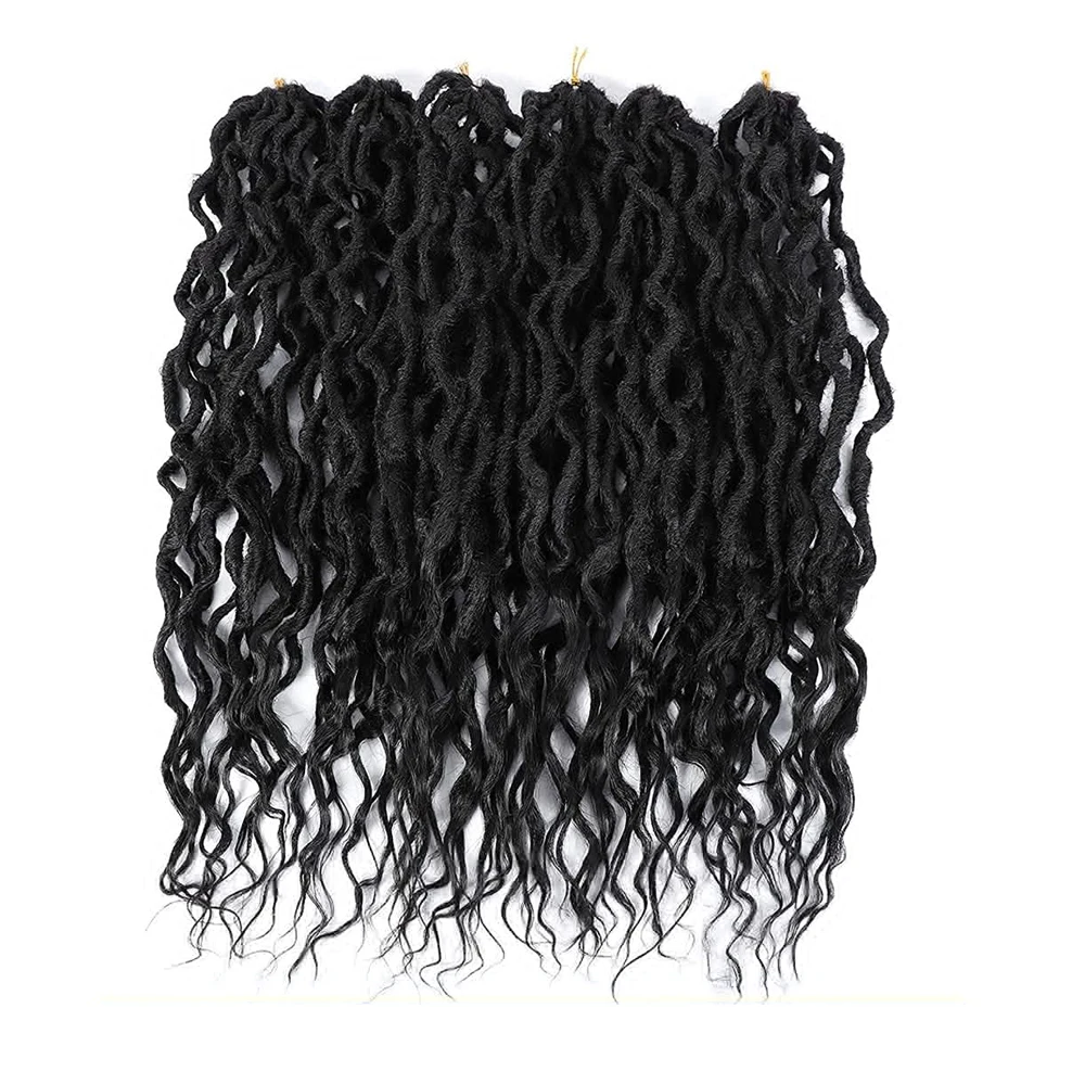 SOKU Goddess Locs Crochet Hair Wavy Faux Locs with Curly Ends Synthetic Braiding Hair Extension for Women Lightweight Dreadlocks 2