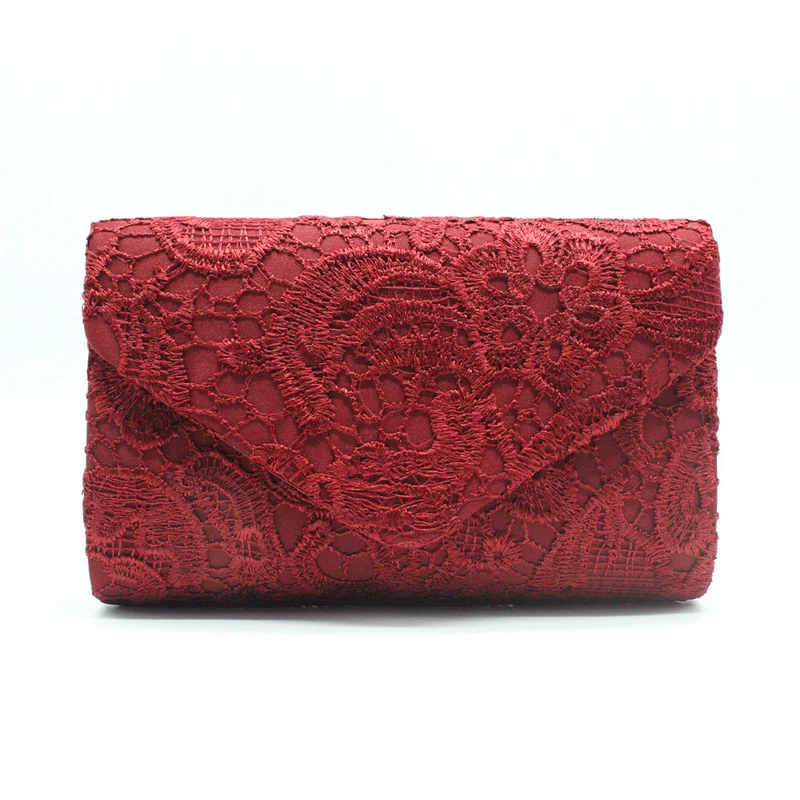 

Women Clutch Purse Elegant Lace Evelope Cover Female Evening Bag Wedding Party Bride Maid Handbag Chain Shoulder Bag
