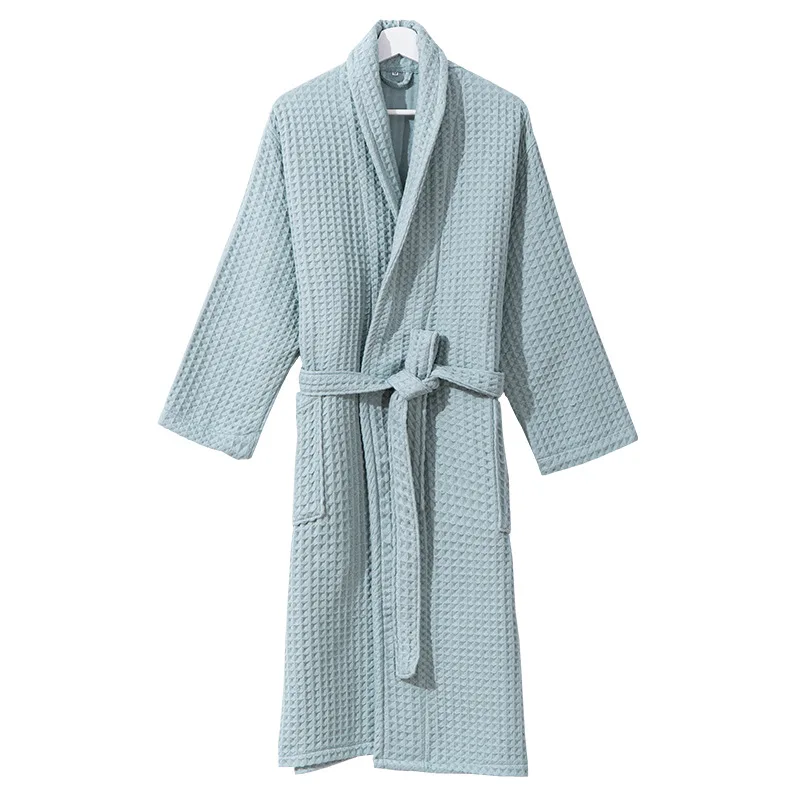Japan Style 100%Cotton Waffle Kimono Robes Unisex Lovers Soft Bath Robe Men&Women Nightrobe Sleepwear Male Casual Home Bathrobe