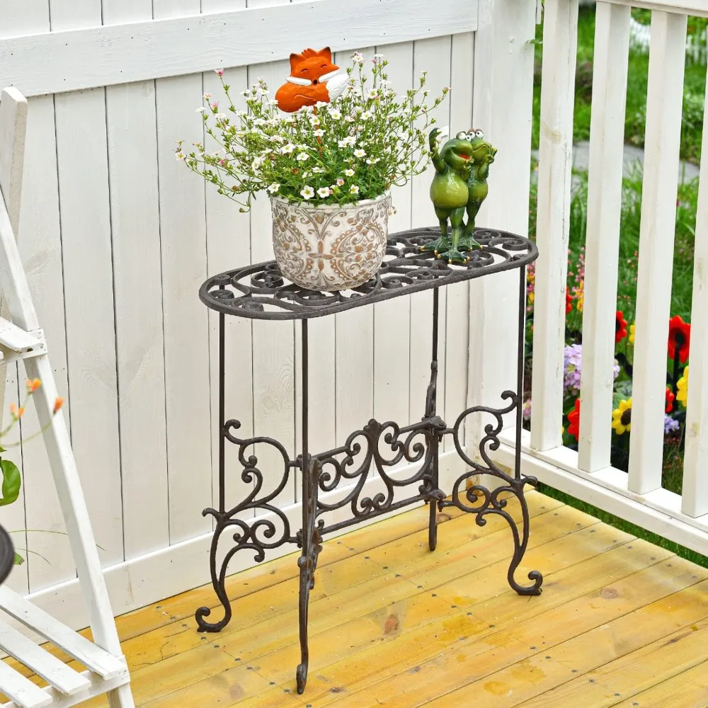

Garden table, heavy-duty cast iron potted plant table, garden dining table, metal bracket-suitable for garden table on yard lawn