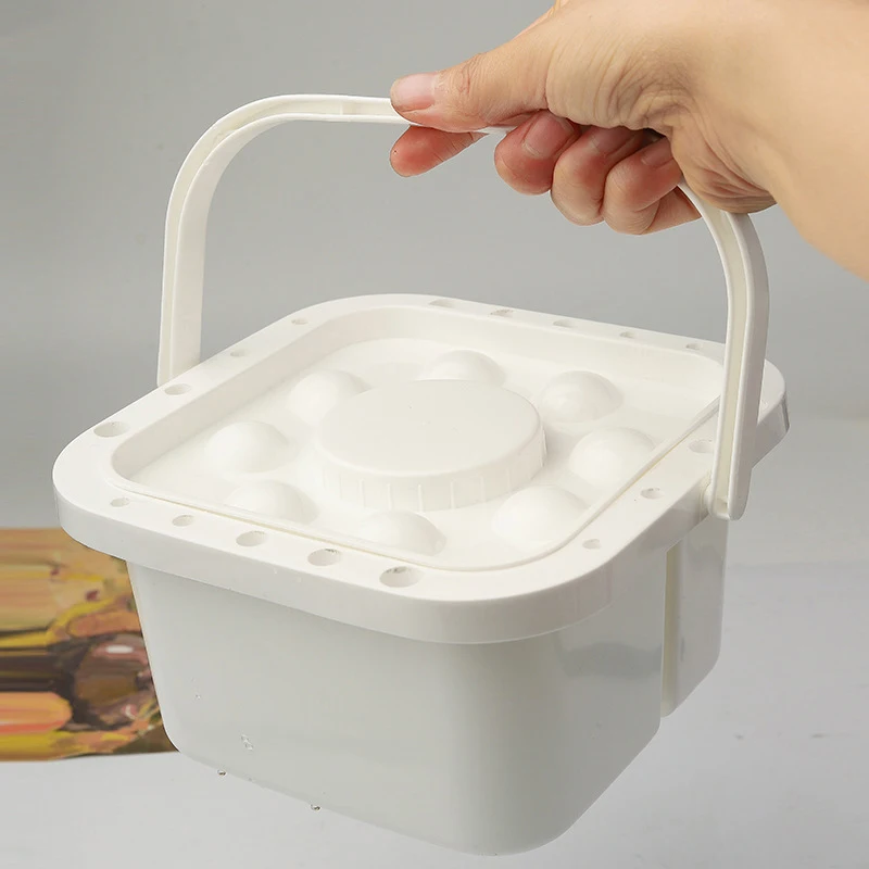 Paint Brush Washing Bucket With Lid 3-in-1 Paint Brush Holder/Color Palette Holder Plastic Washer