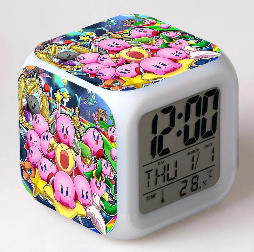 night light lamp Kirby Game LED Anime Light Colorful Digital Alarm Clock Student Children's Bedroom Desktop Lighting Decoration Birthday Gifts night light lamp Night Lights