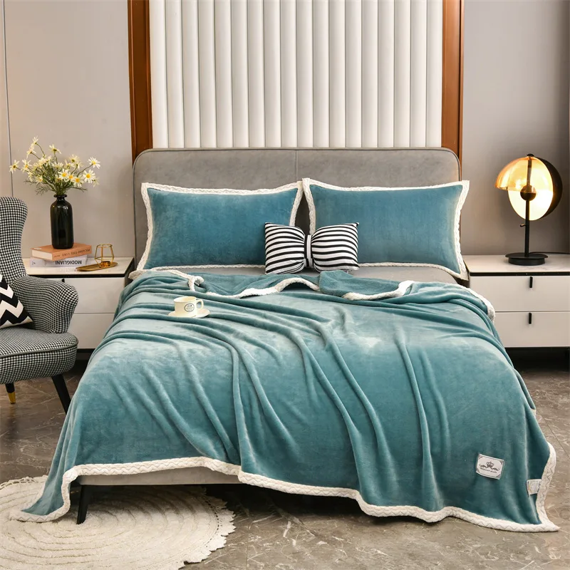 

Light Thin Mechanical Wash Flannel Blanket Plain Super Warm Soft Blankets Throw on Sofa/Bed/ Travel Patchwork Solid Bedspread