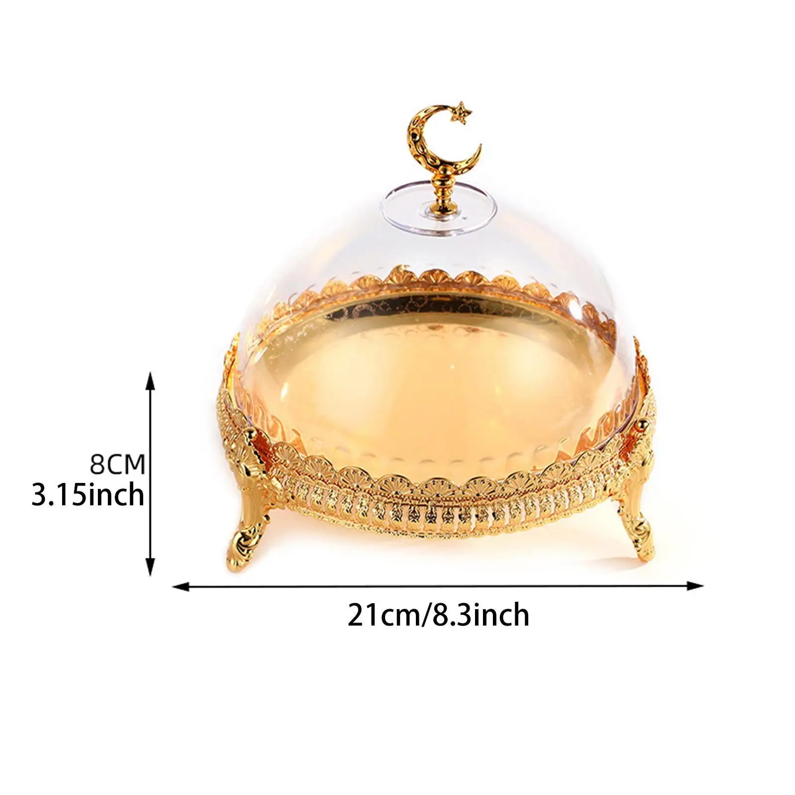 Cake Stand with Acrylic Dome Dried Fruit Fruit Dessert Plate Snack Decor Ramadan Tray Candy Dome for Wedding Parties Festivals 6