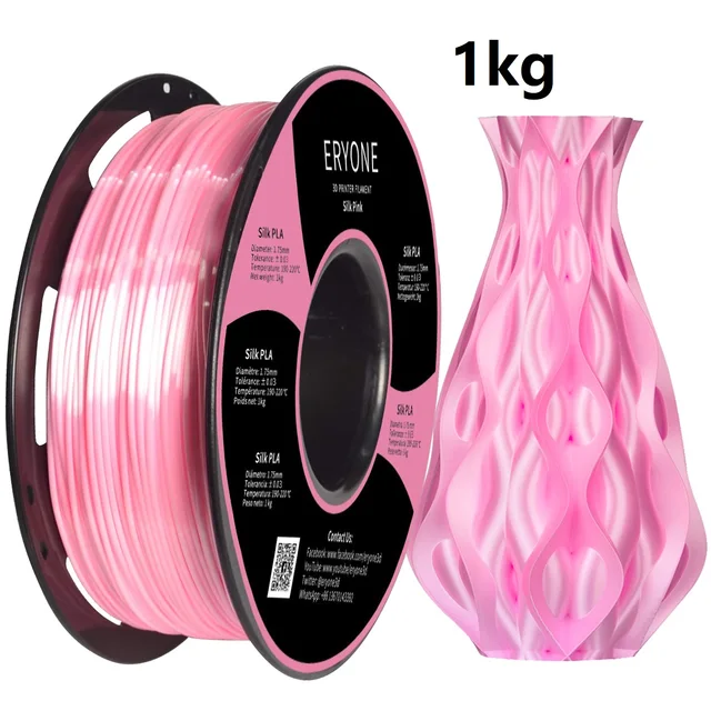ERYONE Clearance Promotion TPU PLA PLA+ Silk Rainbow Ultra Silk 3D Printing Filament 1KG/0.5KG For FDM 3D Printer Fast Shipping Silk Pink