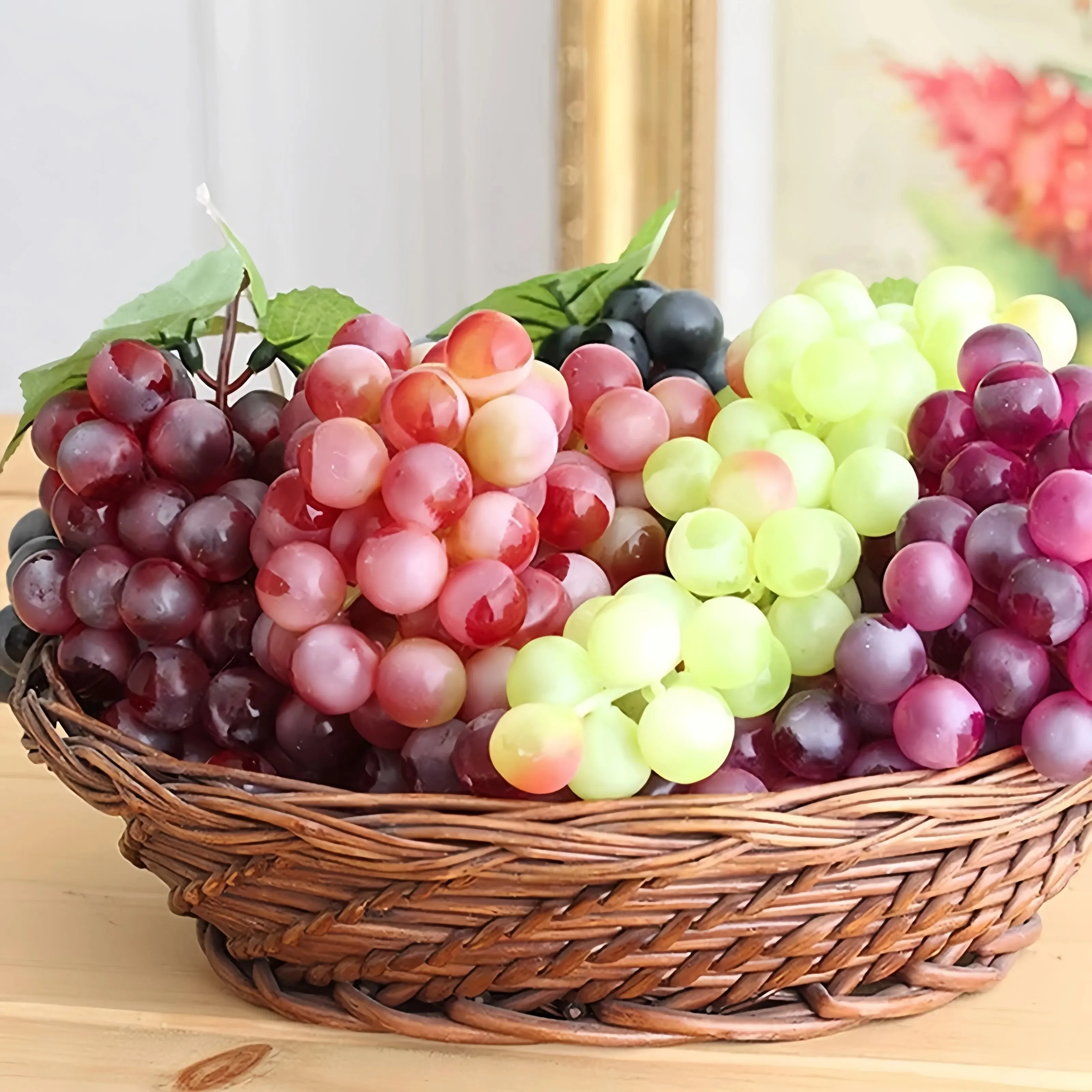 Artificial Fruits And Vegetables Artificial Grapes Simulation Grape String Artificial Fruit Decoration Hanging Plastic Grapes Fake Ornament For Home Decor