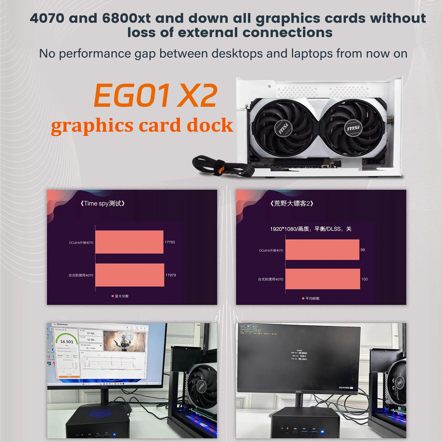 External RTX 4060 4070 Egpu Oculink Laptop Stand Docking Station