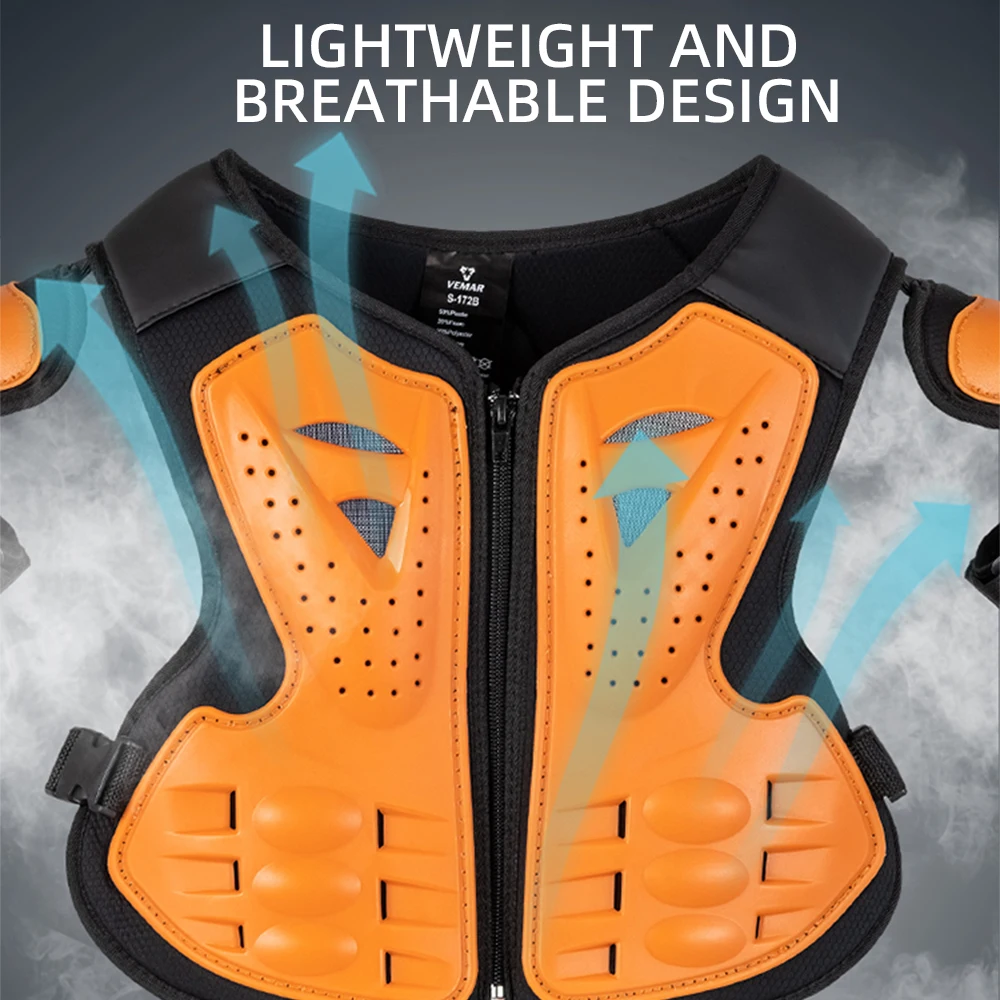 Kids Motorcycle Protective Armor Set Chest Back Protector Motocross Children Protector Armor Outdoor Bicycle Elbow Knee Pads Set