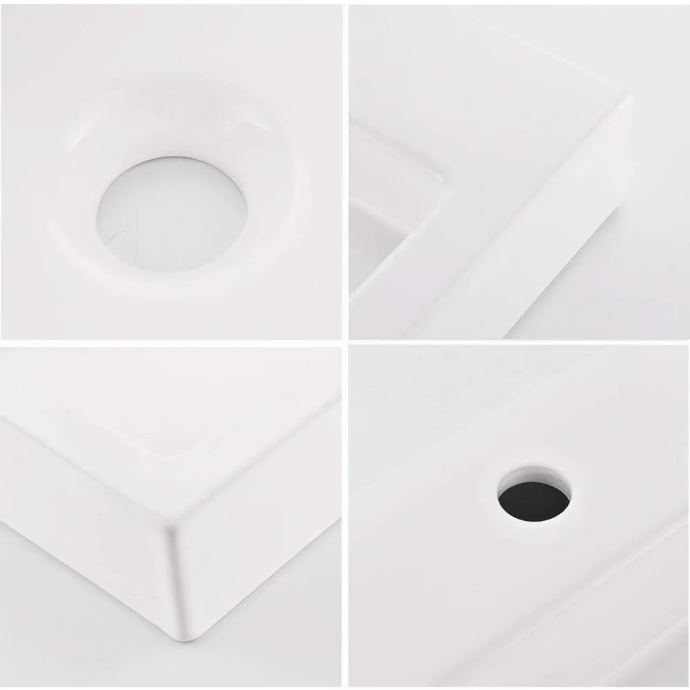 24x18 inch ceramic container sink above countertop, rectangular bathroom countertop, bathroom sink bowl basin with faucet hole 6