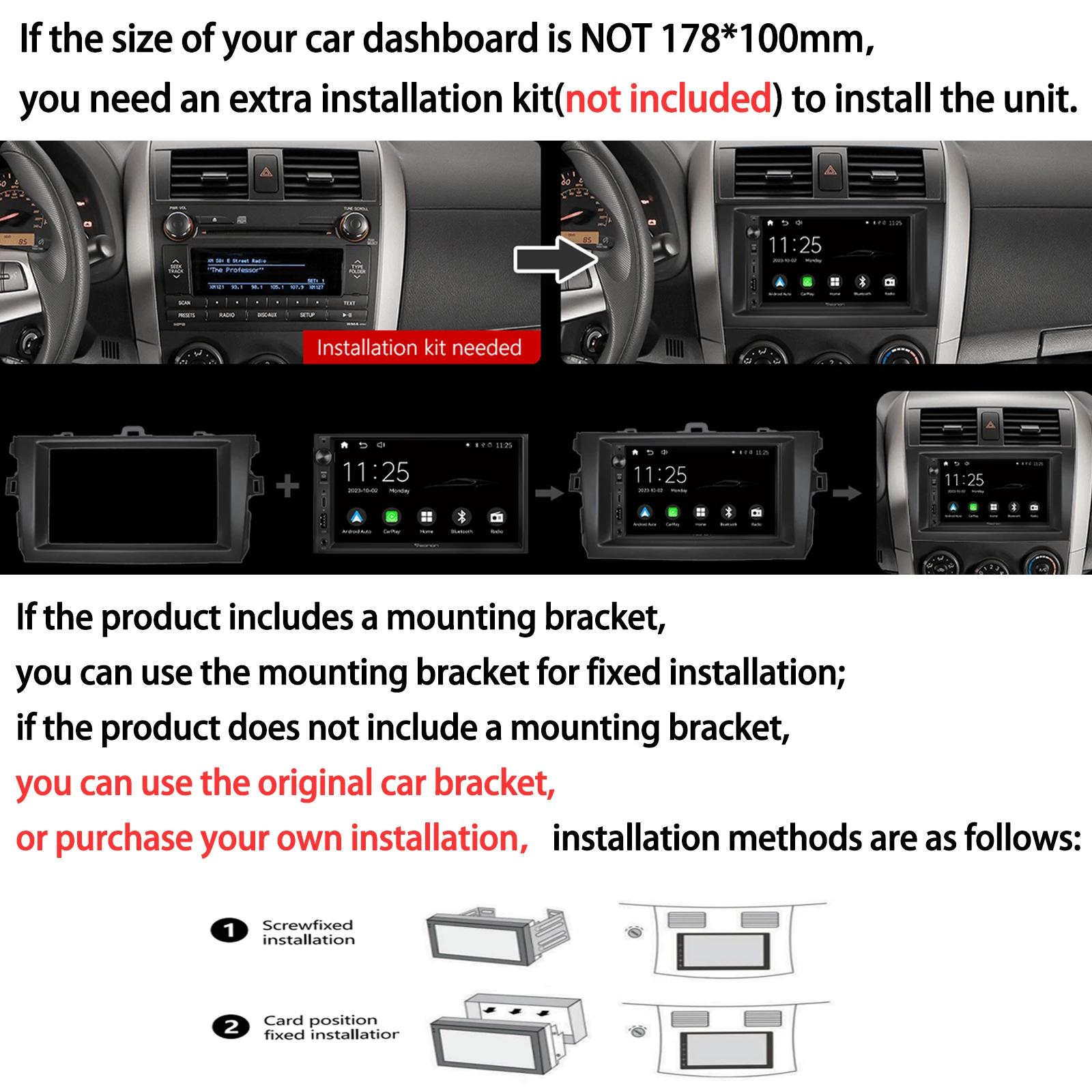 ESSGOO 7" Autoradio Radio Double 2 DIN Carplay Android Auto Bluetooth USB AUX FM SWC Universal MP5 Mirror Link HD Touchscreen – Detail 4