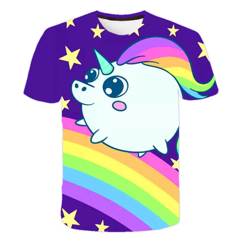 cool shirts Summer Kids Unicorn Girls Fashion Cute 3D Print T-shirt Clothes As Beauty as a princess 'S Casual Tops Suit 4-14 Years Old supreme shirt