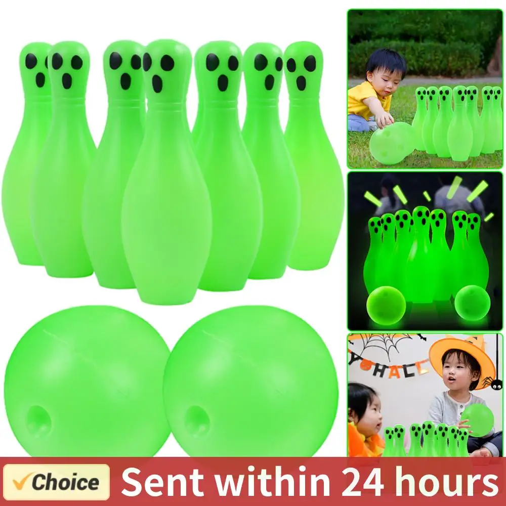Halloween Noctilucent Ghost Bowling Toys Glow in Dark Interactive Bowling Toys Game Festival Theme for Boys Girls Game