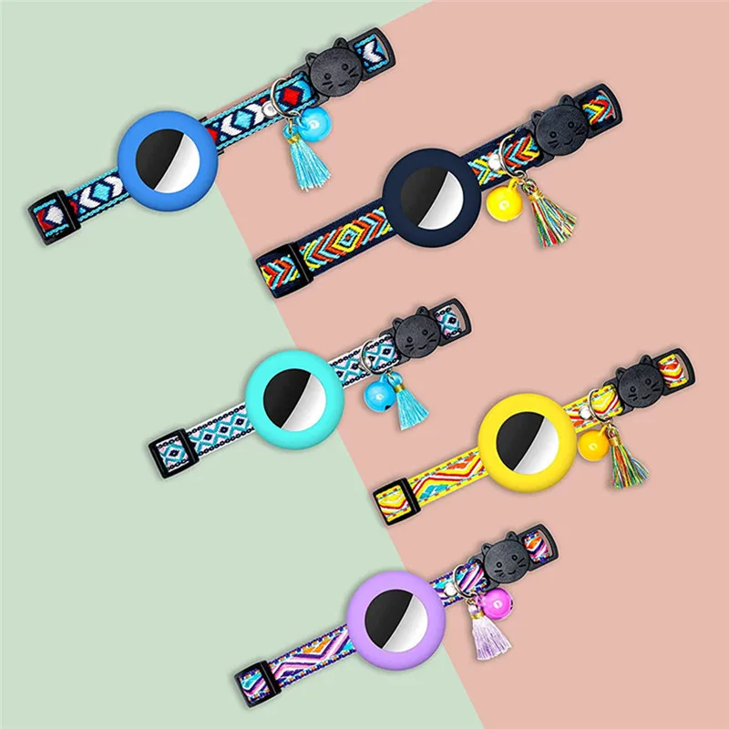New Airtag Pet Collar Adjustable Nylon Puppy Cat Collar With Bell Anti-lost Pet Necklace With Apple Airtag Holder Pet Supplies 2