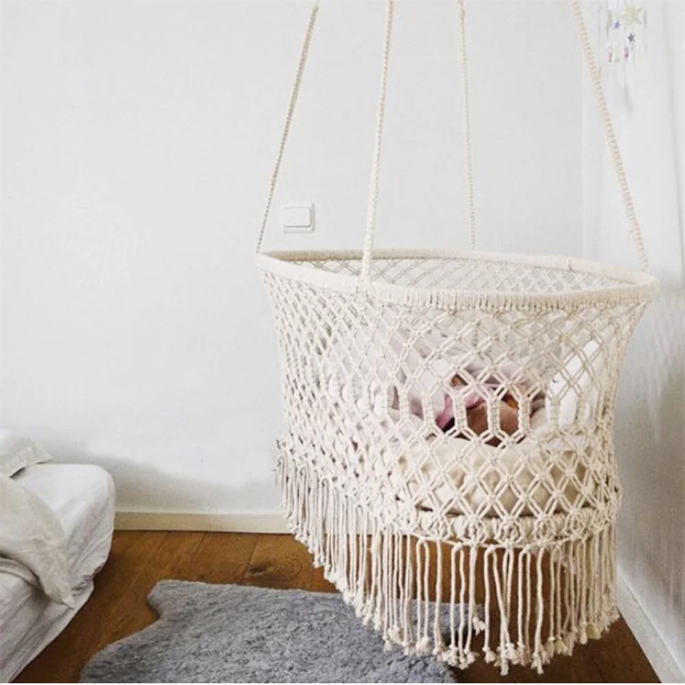 Met pensioen gaan Openlijk De gasten Babybedje Opknoping Cradle Wieg Handgemaakte Macrame Draagbare Schommel  Babybed Nursery| | - AliExpress