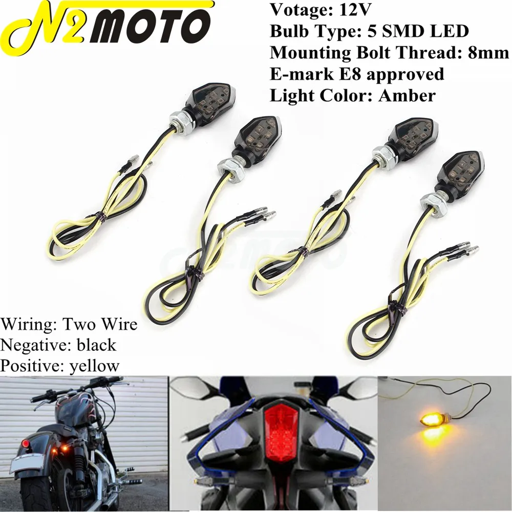 Indicatore Di Direzione Universale A 5 Led Per Moto E-Mark Per Dirt Bike Dual Sport Cafe Racer Enduro Supermoto Lampeggiante