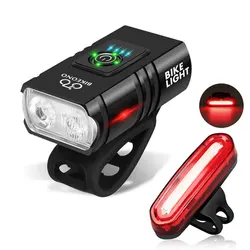 High-Performance USB Rechargeable LED Bicycle Headlight and Taillight Set (T6  Red tail light)