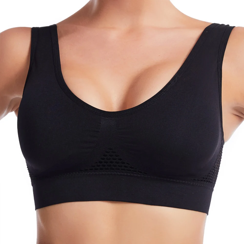 Breathable Women Vest Bra Wireless Lingerie Removable Pad Elastic Brassiere Female Plus Size 70