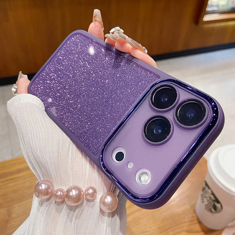 Glitter Gradient Shockproof Silicone Phone Case with Lens Protection