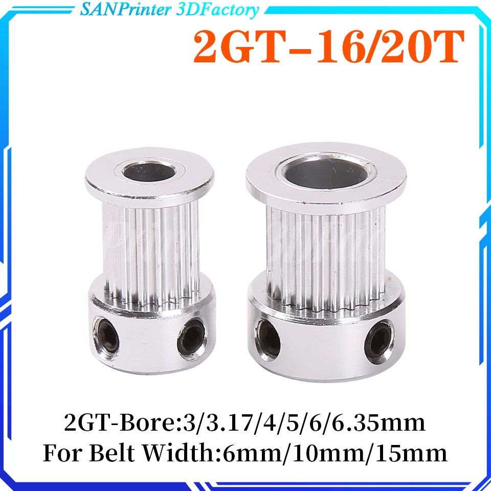 3D Printer Parts GT2 Timing Pulley 16 Tooth 2GT 20 Teeth Aluminum Bore 5mm 8mm Synchronous Wheels Gear Part For Width 6mm 10mm