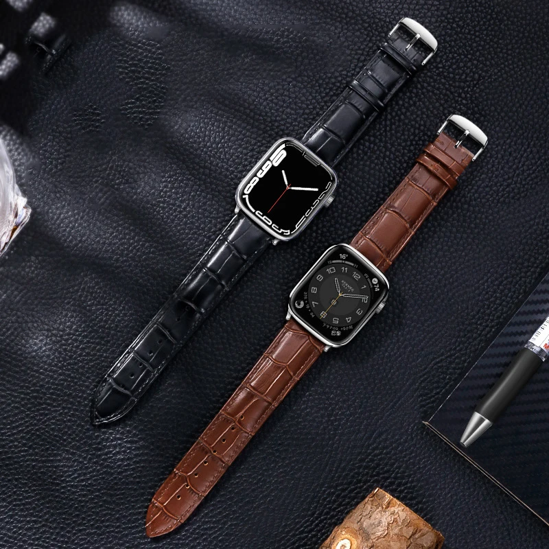 애플 워치용 소프트 가죽 밴드, 울트라 49mm, 45mm, 44mm, 42mm, 41mm, 40mm, 38mm, 아이워치 SE 8, 7, 6, 5, 4, 3 용 팔찌 스트랩