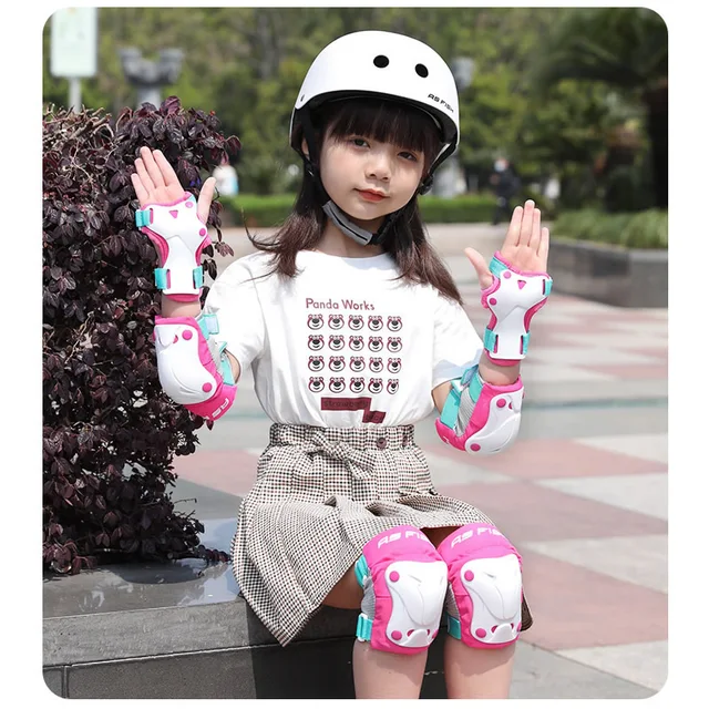 Set Children Roller Skating Protective Gear Kids Skateboarding Balance Car Elbows Knee Pads Cycling Helmet Wrist Protection 6