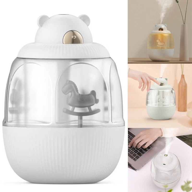 

Carousel Music Box Humidifier With Colorful LED Light Air Humidifier Aroma Diffusers