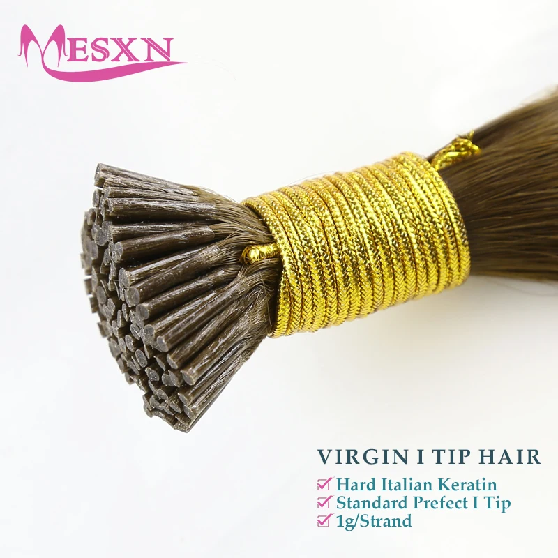 MESXN Virgin Hair Straight I Tip Hair Extensions Natural Real Human Fusion Keratin Capsule Brown Blonde Color TOP Quality